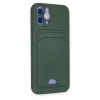İphone 12 Kılıf Kelvin Kartvizitli Silikon - Koyu Yeşil