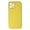 İphone 12 Pro Max Kılıf Coco Deri Silikon Kapak - Sarı