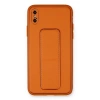 İphone Xs Max Kılıf Coco Deri Standlı Kapak - Turuncu