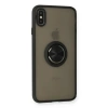 İphone Xs Max Kılıf Montreal Yüzüklü Silikon Kapak - Siyah