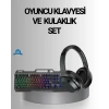 Işıklı  Klavye Mouse Ve Bluetooth Kulaklık Seti Türkçe Q Usb