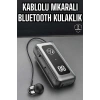 Kablolu Bluetooth Kulaklık Kulak İçi Stereo Mikrofonlu Dijital Göstergeli