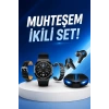 Kablosuz Bluetooth Bağlantılı Kulaklık Ve Dokunmatik Ekran Akıllı Saat Arama Cevaplama