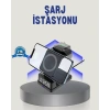 Kablosuz Şarj Cihazı Ve Dijital Saat 4’ü 1 Arada Hızlı Şarj, Led Işıklı Tasarım