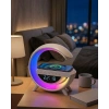 Kablosuz Şarjlı Led Işıklı Masa Saati Bluetooth Hoparlör Alarm Fonksiyonlu