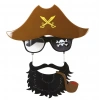 Kahve Renk Şapkalı Siyah Sakallı Lu Jack Sparrow Denizci Korsan Gözlüğü 24x25 Cm