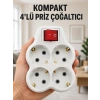 Kompakt 4’lü Priz Çoklayıcı Kablosuz Anahtarlı Ev Ofis Priz Çoğaltma Adaptörü