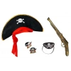 Korsan Şapkası +  + Maske + 2 Adet Yüzük Kostüm Seti Çocuk