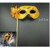 Lüks Taşlı Saplı Maskeli Balo Maskesi Altın Renk 35 Cm