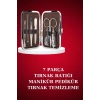 Manikür Pedikür Seti 7 Parça Tırnak Makası Kaş Makası Cımbız Çantalı