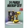 Matkap Seti 24 Parça Çift Bataryalı Darbeli Led Işıklı Vidalama