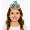 Mavi Kalpli Gümüş Renk Kraliçe Tacı Prenses Tacı