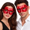 Metalize Parlak Parti Maskesi Kırmızı Renk 16x7 Cm