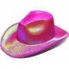 Neon Hologramlı Kovboy Model Parti Şapkası Fuşya Yetişkin 39x36x14 Cm