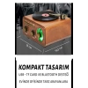 Nostaljik Tasarım Plak Çalar Görünümlü Radyolu Bluetooth Hoparlör Retro Müzik Plak Açık Kahverengi