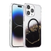 Onegif Apple İphone 14 Pro Max Lotus Simli Magsafe Kapak - Siyah