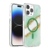 Onegif Apple İphone 14 Pro Max Lotus Simli Magsafe Kapak - Yeşil