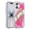 Onegif Apple İphone 17 Lotus Simli Magsafe Kapak - Pembe