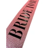 Pembe Üzeri Siyah Büyük Bride To Be Yazılı Simli Işıltılı Kuşak Kemer 10 Cm Genişlik