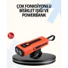 Powerbank Özellikli Bisiklet Işığı Dijital Göstergeli Led