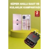 Powerbank Özellikli Bluetooth Kulaklık Ve Nabız Ölçer Akıllı Saat Bileklik Hediyeli
