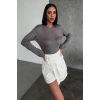 Rahat Ve Şık Uzun Kollu Bisiklet Yaka Likralı Viskon Penye Body Füme