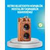 Retro Bluetooth Hoparlör Ahşap Görünümlü 5w Çift Stereo Ses