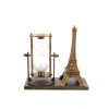 Retro Eyfel Kulesi Ve Kum Saati Dekoratif Ahşap Görünümlü Masa Biblosu