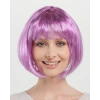 Rose Pembe Renk Düz Kesim Küt Parti Peruğu Kısa Takma Saç