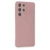 Samsung Galaxy S21 Ultra Kılıf Nano İçi Kadife Silikon - Pudra