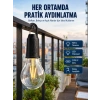 Şarjlı Dekoratif Kamp Lambası Askılı Ampul Led Işık Type-c Girişli