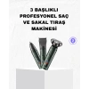 Şarjlı Ve Kablosuz 3 Başlıklı Profesyonel Bakım Seti – Saç, Sakal, Burun Ve Kulak Düzeltici
