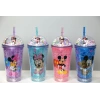 Sevimli Mickey Mouse Işıklı Pipetli Boncuklu Suluk & Bardak 400 Ml Alk3147