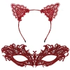 Şık Kırmızı Dantel Maske Ve Taç Seti 5 No – Maskeli Balo  Özel Etkinlikler