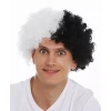 Siyah Beyaz Kıvırcık Afro Bonus Peruk Taraftar Bonus Saç