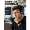 Siyah Kablosuz Bluetooth Kulaklık 300 Mah Hızlı Şarj Katlanabilir Pedli Yeni Nesil