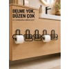 Siyah Metal Tuvalet Kağıdı Tutucu 5’li Set Yapışkanlı Duvar Tipi Banyo Wc Askısı