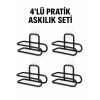 Siyah Metal Wc Kağıtlık Yapışkanlı Duvar Tipi Tuvalet Kağıdı Tutucu Seti 4 Adet