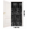 Siyah Renk Ekstra Metalize Parlak Saçaklı Arka Fon Perde İthal A Kalite 1x2 Metre