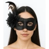 Siyah Renk Metalize Sim Görünümlü Parlak Tüylü Parti Maskesi 22x19 Cm