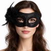 Siyah Simli Tüylü Balo Maskesi – Kadın Parti  Maskeli Balo Maskesi