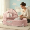 Taşınabilir Portatif Bebek Yatağı,sırt Çantasına Dönüşebilen Portatif Bebek Beşiği (pembe)