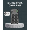 Termal Akım Korumalı 6’lı Uzatma Priz Usb Type-c Hızlı Şarj 2500w