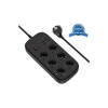 Termal Akım Korumalı 6’lü Priz 4x Usb 2x Type-c Çıkışlı Grup Priz Çoğaltıcı (3500w) Siyah