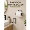 Vidasız Banyo Seti Yapışkanlı Tuvalet Kağıdı Tutucu Ve Havlu Askısı 2’li Set