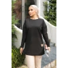 Yeni Stil Siyah Arma Detaylı Tunik 10020