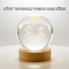 Yonca Figürlü Cam Küre Usb Işıklı Ahşap Tabanlı Dekoratif Masa Lambası