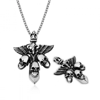 ​925 Ayar Gümüş Kuru Kafa Erkek Kolye T5076 (599599)