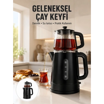 0,9 L Cam Demlik Ve 1,7 L Su Haznesi İle Çay Keyfi Yeni Nesil
