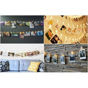 10 Lu Led Işıklı Fotoğraf Mandalları Rgp